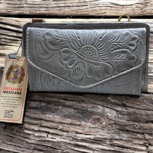 Gray Embossed Leather Bag